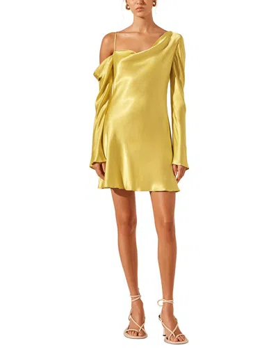 Shona Joy Sofia Asymmetrical Long Sleeve Mini Dress In Yellow