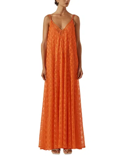 Shona Joy Sol Lace Plunged Maxi Dress In Flm-flame