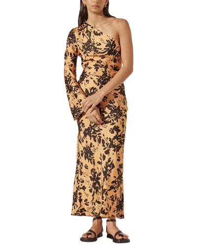 Shona Joy Solare One Shoulder Midi Dress In Animal Print