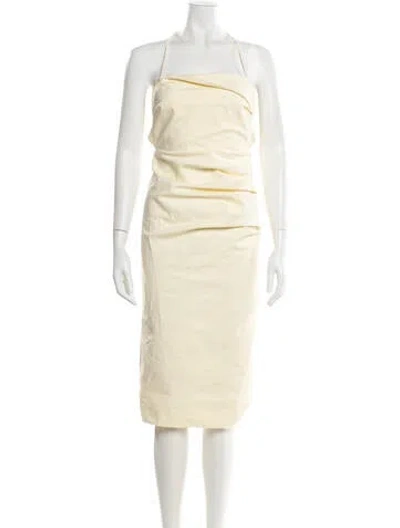 Pre-owned Shona Joy Square Neckline Knee-length Dress In Neutral