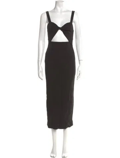 Pre-owned Shona Joy Square Neckline Long Dress In Black