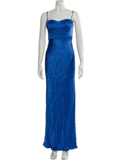 Pre-owned Shona Joy Square Neckline Long Dress In Blue