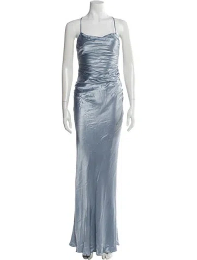 Pre-owned Shona Joy Square Neckline Long Dress In Blue