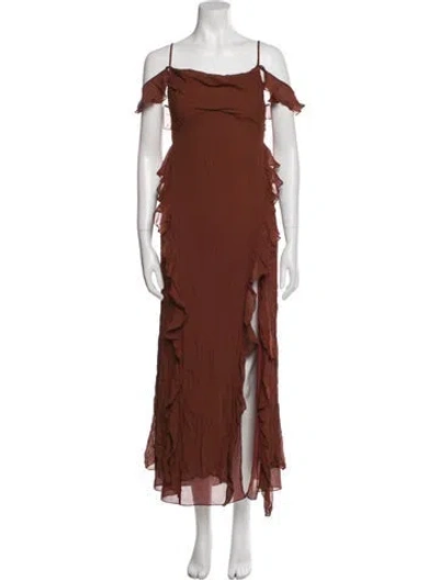 Pre-owned Shona Joy Square Neckline Long Dress In Brown