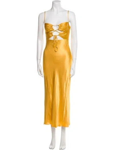 Pre-owned Shona Joy Square Neckline Long Dress In Brown