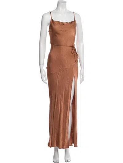 Pre-owned Shona Joy Square Neckline Long Dress In Brown