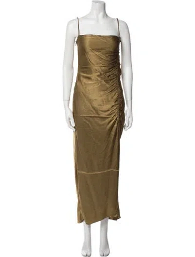 Pre-owned Shona Joy Square Neckline Long Dress In Gold