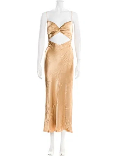 Pre-owned Shona Joy Square Neckline Long Dress In Gold