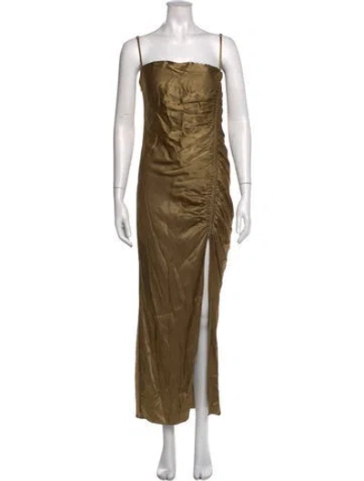Pre-owned Shona Joy Square Neckline Long Dress In Gold