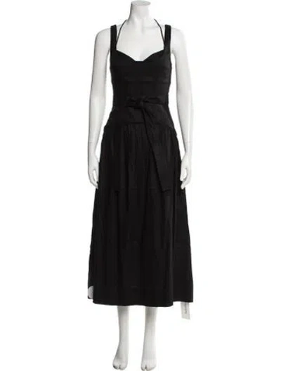 Pre-owned Shona Joy Square Neckline Long Dress In Gray