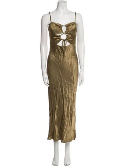 Pre-owned Shona Joy Square Neckline Long Dress In Green