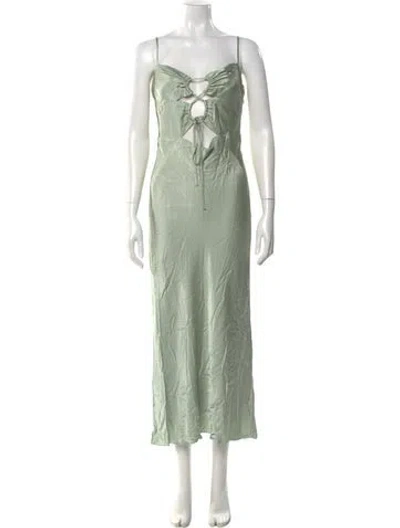 Pre-owned Shona Joy Square Neckline Long Dress In Green