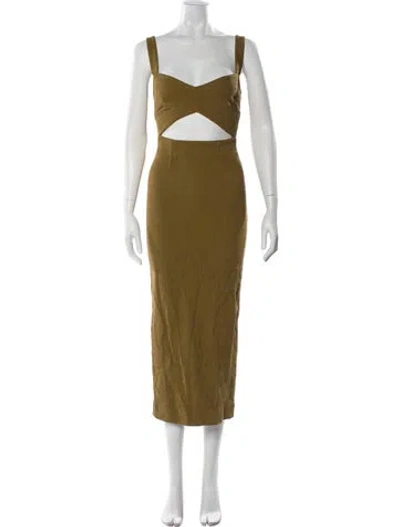 Pre-owned Shona Joy Square Neckline Long Dress In Green