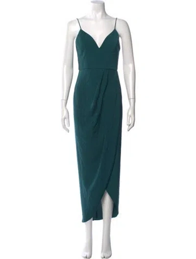Pre-owned Shona Joy Square Neckline Long Dress In Green