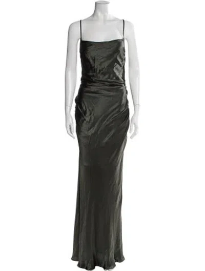 Pre-owned Shona Joy Square Neckline Long Dress In Green