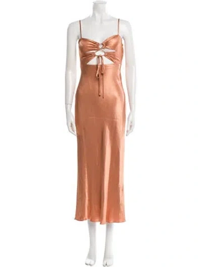 Pre-owned Shona Joy Square Neckline Long Dress In Orange