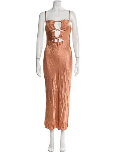 Pre-owned Shona Joy Square Neckline Long Dress In Orange