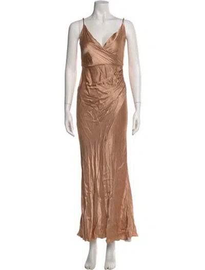 Pre-owned Shona Joy Square Neckline Long Dress In Pink
