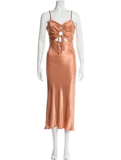 Pre-owned Shona Joy Square Neckline Long Dress In Pink