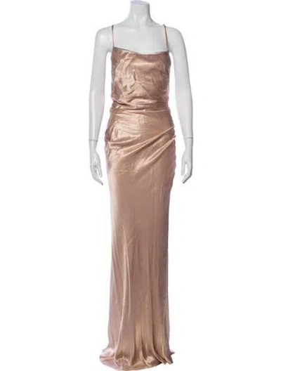 Pre-owned Shona Joy Square Neckline Long Dress In Pink