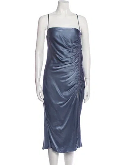 Pre-owned Shona Joy Square Neckline Midi Length Dress In Blue