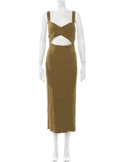 Pre-owned Shona Joy Square Neckline Midi Length Dress In Green