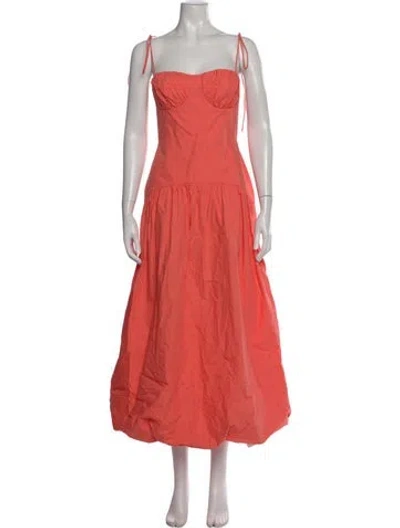 Pre-owned Shona Joy Square Neckline Midi Length Dress W/ Tags In Orange