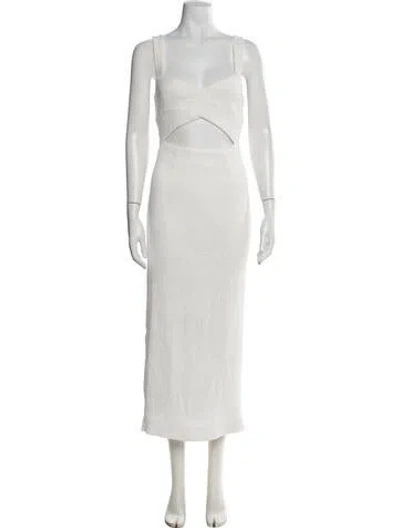 Pre-owned Shona Joy Square Neckline Midi Length Dress In White