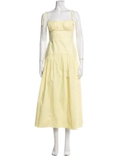 Pre-owned Shona Joy Square Neckline Midi Length Dress In Yellow
