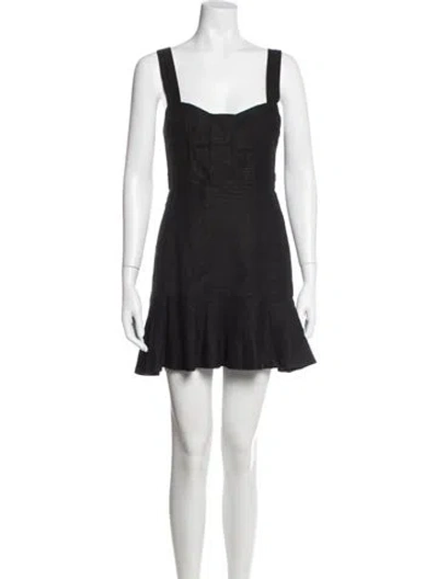 Pre-owned Shona Joy Square Neckline Mini Dress In Black