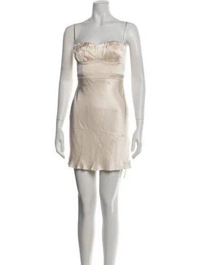 Pre-owned Shona Joy Square Neckline Mini Dress In Neutrals