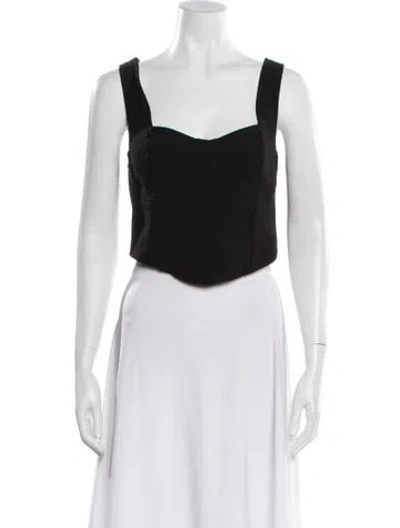Pre-owned Shona Joy Square Neckline Sleeveless Crop Top In Black