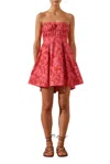 Shona Joy Strapless Bustier Mini Dress In Red/pink In Multi