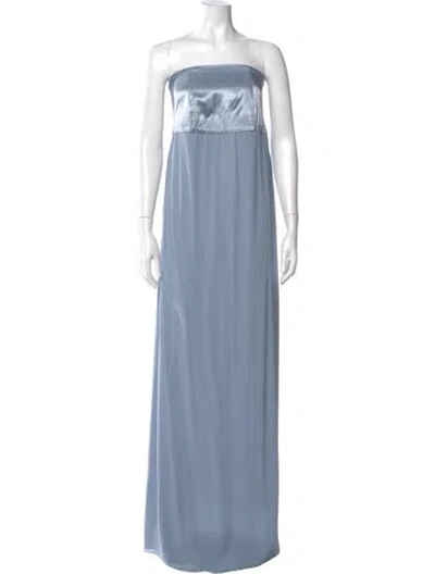 Pre-owned Shona Joy Strapless Long Dress In Blue