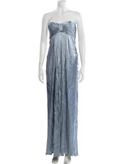 Pre-owned Shona Joy Strapless Long Dress In Blue