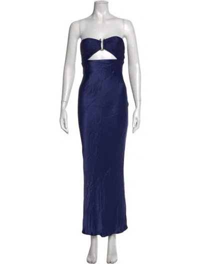 Pre-owned Shona Joy Strapless Long Dress In Blue