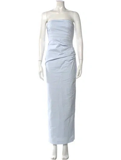 Pre-owned Shona Joy Strapless Long Dress In Blue