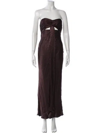Pre-owned Shona Joy Strapless Long Dress In Burgundy