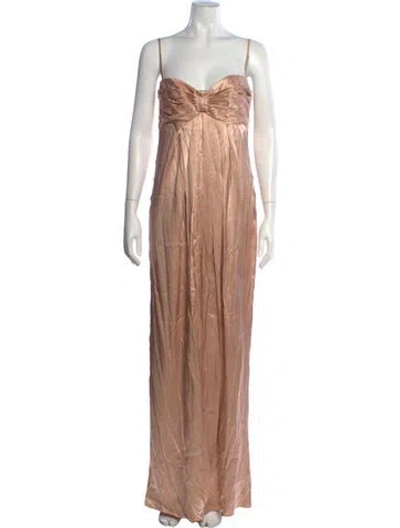 Pre-owned Shona Joy Strapless Long Dress In Gold