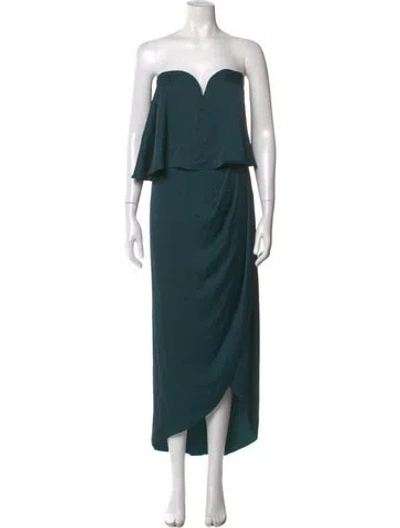 Pre-owned Shona Joy Strapless Long Dress In Green