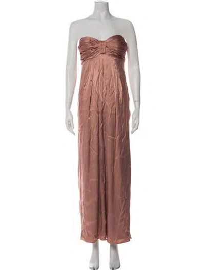 Pre-owned Shona Joy Strapless Long Dress In Green