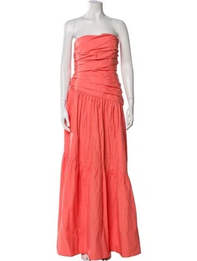 Pre-owned Shona Joy Strapless Long Dress In Orange