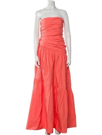 Pre-owned Shona Joy Strapless Long Dress In Orange