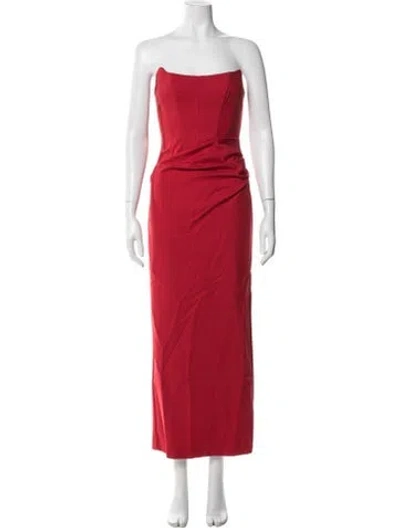 Pre-owned Shona Joy Strapless Long Dress In Red