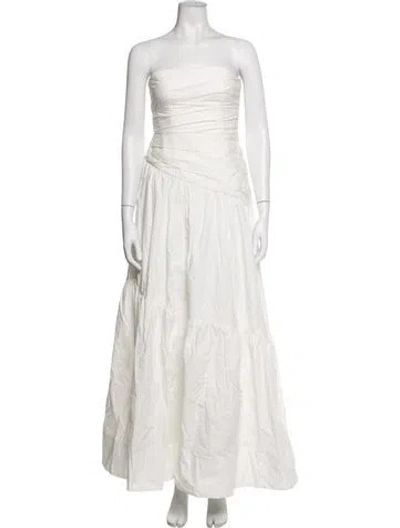 Pre-owned Shona Joy Strapless Long Dress In White