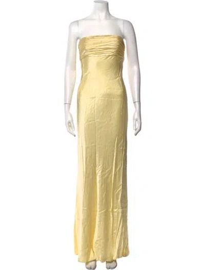 Pre-owned Shona Joy Strapless Long Dress In Yellow