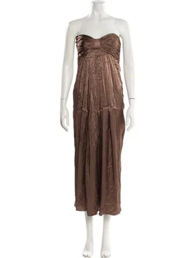Pre-owned Shona Joy Strapless Midi Length Dress In Brown