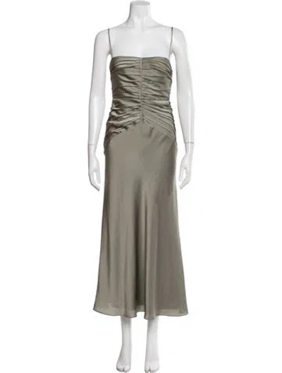 Pre-owned Shona Joy Strapless Midi Length Dress In Green