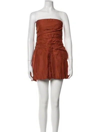 Pre-owned Shona Joy Strapless Mini Dress In Brown