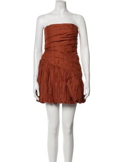 Pre-owned Shona Joy Strapless Mini Dress In Brown